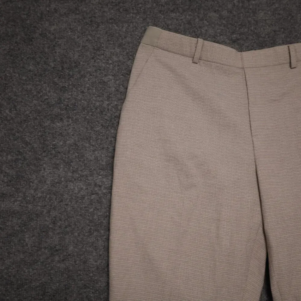 Uniqlo Dress Pants Mens 31x29 Beige Check Slim Fit Stretch Elastic Waist Office